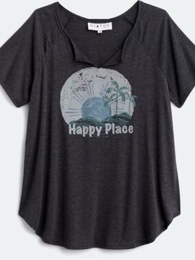 Hiatus Charcoal 'Happy Place' Graphic Short Sleeve Tee